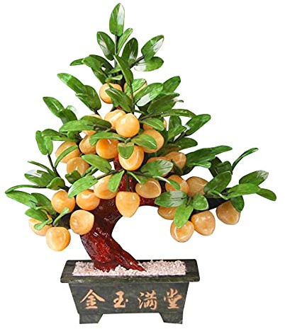 Artificial Plants Bonsai Tree Fake Plants Topaz Jade Flat Peach Tree Artificial Jade Longevity Peach OrnamentsTree Decoration for Home Indoor/Outdoor Fake Plants Bonsai Tree