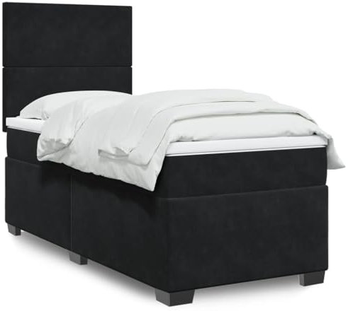 qohoio Boxspringbett mit Matratze Schwarz 80x200 cm Betten Bett Mit Matratze Bett Boxspringbett Schlafzimmer MöBel Samt - 3293058