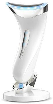 Appareil de Massage Visage Anti-Rides avec Lifting EMS thermique à 45°C et Thérapie LED 3 modes - Raffermissant Visage & Cou Masseur Facial Double Menton de Beauté Electrique