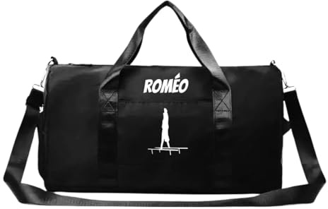 Sac de Sport Souple Noir 30L Gym - La Fabrique d'EC - personnalisé avec Motif Gymnastique GAF ou GAM + Prénom (Souple Noir Gym)