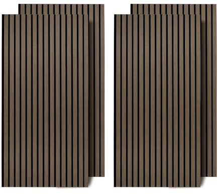 Ansobea Akustikpaneele Holz 4,32㎡ - 6er Set 120x60cm Natürliche Walnuss Wandpaneele 3D, Wandverkleidung für Wohnzimmer, Musikzimmer und KTV