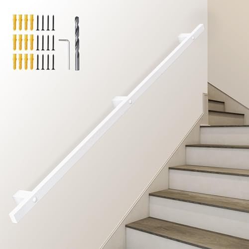 Scala industriale in ferro battuto il Kit6.1.8 m Ringhiera di sicurezza antiscivolo per gradini interni ed esterni durevole supporto a parete ringhiera grab rail