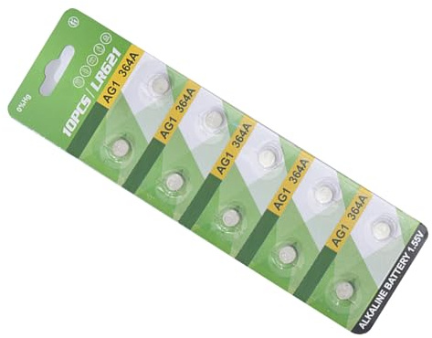 ULIJTH Lot de 10 piles bouton alcalines AG1 AG3 AG4 AG10 AG13 1,55 V LR1130 LR41 LR44 pour montres jouets