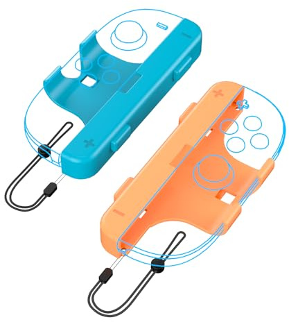 XHSESA JoyCon – Dragonne de poignet pour Switch 2 – Sangles de poignet à double poignée avec poignée antidérapante – Libération rapide (orange-bleu)