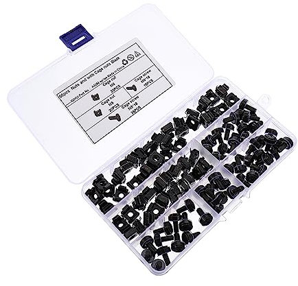 SOPOTUTU 50pcs Carbon Steel Floating Lock Nuts with Mounting Screws Transparent Box for Wood and Wet Environments Versatile Fasteners for Professionals and Diy Enthusiasts