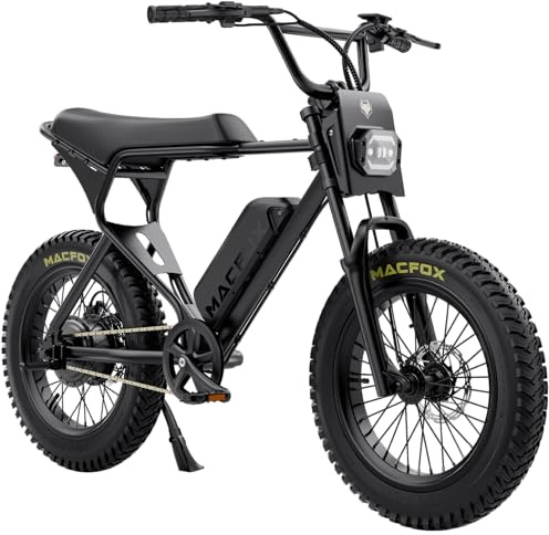 MACFOX X1S 2026 Ebikes for Adults, 750W Electric Bike Wheelie 20 MPH Max Speed, 28 Miles Range(PAS1), 20x4 Fat Tires, City/School Commuting Electric Bike (UL2849, Class-2) (Black - Standard)