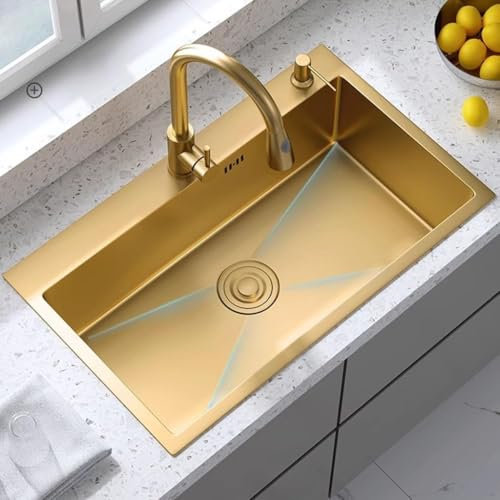 Fregadero de Cocina de Acero Inoxidable, Mezclador con rociador extraíble, de encastre Superior y bajo encimera, Fregadero de una cubeta para Exterior, con escurridor (tamaño: 60 x 45 x 21 c