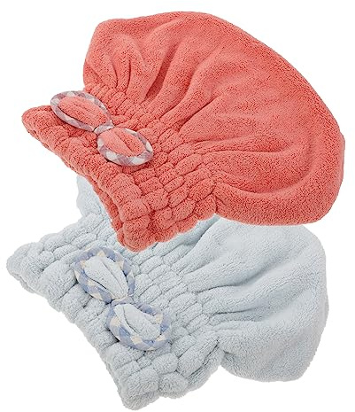 BESTYASH 2 Stück-pack Haartrockentücher aus Korallfleece für Damen Schnelles Trocknen Hohe Wasseraufnahme Weiches Material für Bad und Dusche