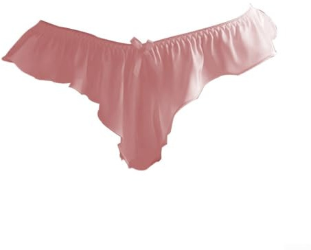 Satin Knickers with Ruffle Design Women's Sexy Briefs and Thongs for Daily Use (Pink)