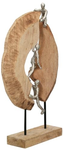 Casablanca Skulptur Hoch Hinaus, Deko Figur Naturfarben, Metall u. Mangoholz Statue Wohnzimmer, Büro Dekoration H. 36 cm x B. 35 cm - Geschenk Moderne Skulpturen, Klettern, Bergsteigen, Kletterer
