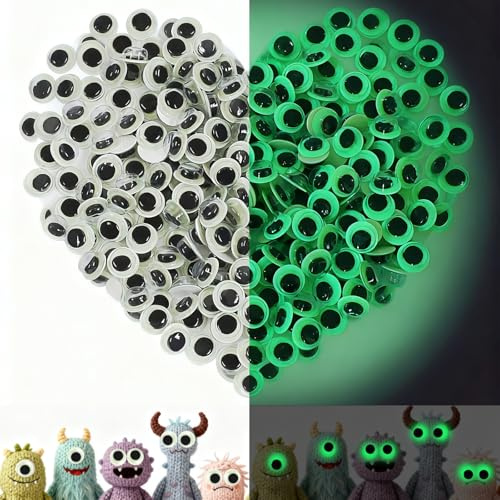 Selbstklebende Wackelaugen Klein 300 PCS Leuchtende Selbstklebende Wackelaugen 8MM Selbstklebend Wackelaugen Kunststoff Augen zum Basteln Kulleraugen Selbstklebend für DIY Scrapbooking Handwerk