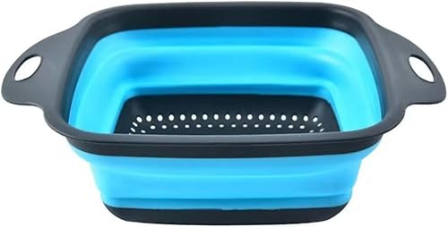 Scolapasta pieghevole in silicone con manici (29 x 22 cm) – Colino pieghevole per pasta, verdure e frutta – senza BPA, resistente al calore, salvaspazio, lavabile in lavastoviglie