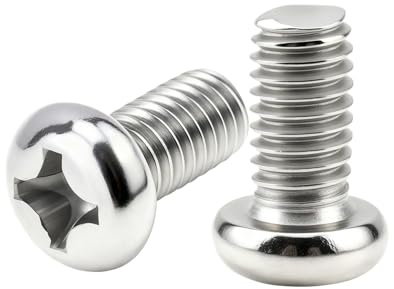 CLAHJQX 50 Pcs Metric M6-1.0 x 12mm Pan Head Machine Screws, 304 (18-8) Stainless Steel Fasteners Bolts, Phillips Drive, Bright Finish