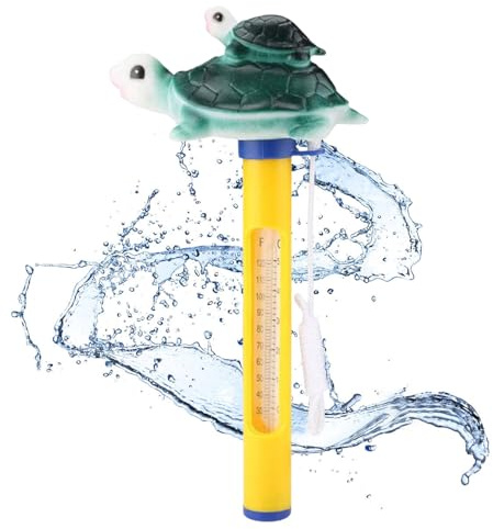 Flytande Vattentermometer, Flytande Termometer, Vattentemperaturtermometer, Badtermometer, Vattentermometer, Pooltermometer för Att Enkelt Läsa Vattentemperaturen med Rep för Badkar (Sköldpadda)