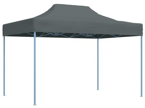 Tente de Réception Pliable, Structure en Acier Anthracite, Toit Oxford 600D, Chapiteau de Jardin Exterieur Résistant aux UV, pour Marchés, Mariages, Festivals, Couleur Anthracite, 3x4 m