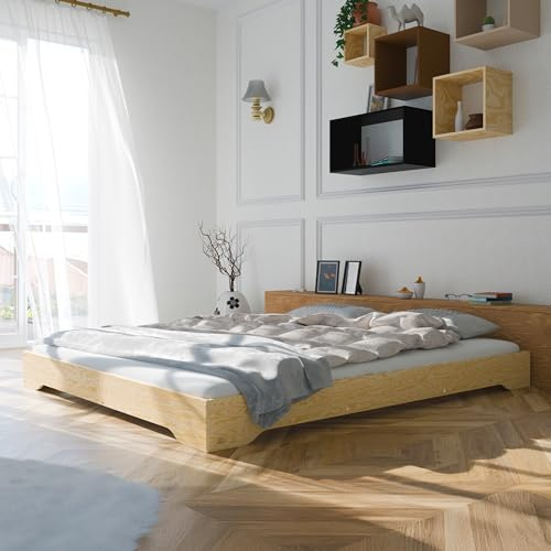 smartwood Säng 160x180 cm med Ribbotten - Sängram i FSC-certifierat Furu - stabil upp till 300 kg - Dubbelsäng - Modern & Hållbar Säng för Vuxna - TILA 7