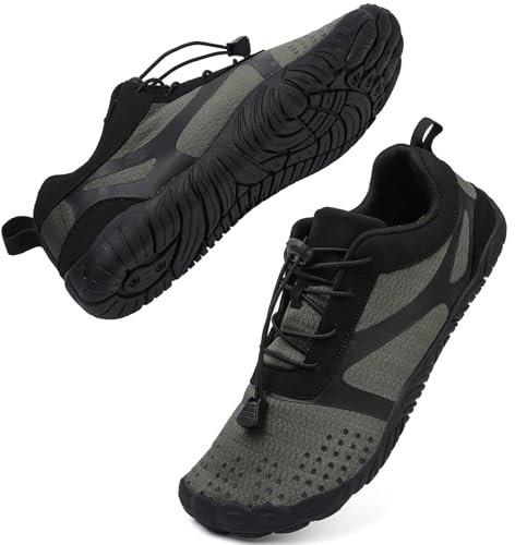 DimaiGlobal Scarpe Barefoot Minimaliste Uomo Donna Scarpe da Trail Running Outdoor e Indoor Antiscivolo Multisport Scarpe a Piedi Nudi Comode e Leggere Calzature da Escursionismo 44EU Nero/Grigio
