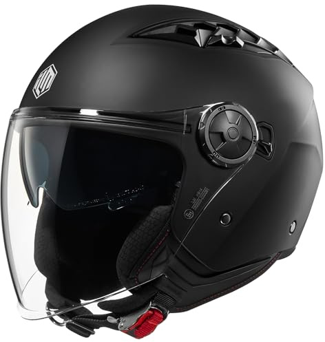 ILM Motorradhelm Jethelm Motorrad Roller Retro Helm Herren Damen mit Doppelvisier Open Face 3/4 für Erwachsene Scooter Cruiser ECE 22.06 Modell HS399