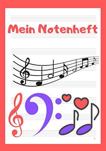 Notenheft für Kinder A4: Mein Notenheft für Kinder und Anfänger Din A4, 110 Seiten, 8 Notensysteme pro Seite, große Lineatur