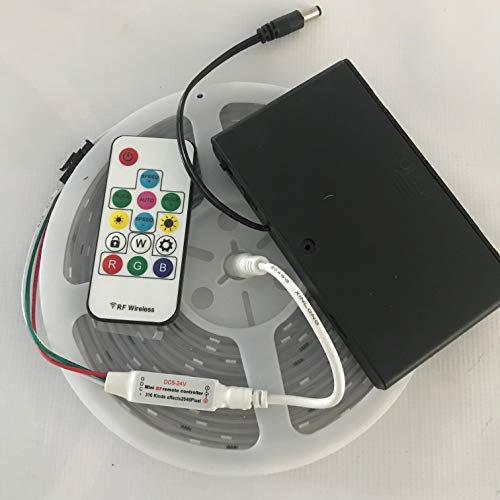 Online-Leds Battery Operated 5M Digital Flag Pole Light - IR Remote Control Over 300 Settings - Waterproof Lighting Kit with IR Remote Control - Within IP67 Tube