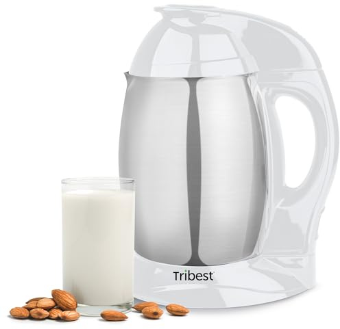 Tribest Soyabella SB-130 Deluxe Automatic Nut Milk Maker & Soy Milk Maker Machine, White/Stainless Steel