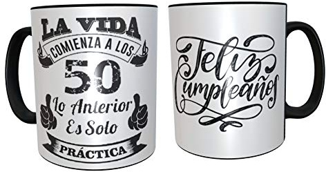 Taza de Desayuno Regalo Original para 50 cumpleaños - Regalos para Hombres 50 años - Regalos 50 cumpleaños Mujer (Español)