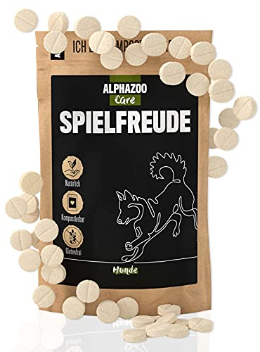 alphazoo Gelenktabletten Hund Spielfreude I Grünlippmuschel I Glucosamin, Chondroitin & Teufelskralle gegen Arthrose & Gelenkschmerzen I Tabs statt Gelenkkapseln I Senior Adult Welpen I 120 Stück