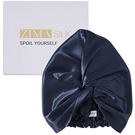 ZIMASILK 22 Momme Schlafhaube aus 100% Maulbeerseide für Frauen, Haarpflege, natürliche Seide zum Schlafen, Seidenhaube mit elastischem Bleiben am Kopf, klassische Plissee, 1 Stück