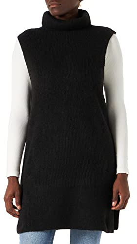 PIECES Damen Pcellen Rollneck Long Knit Vest Noos Bc, Schwarz, S