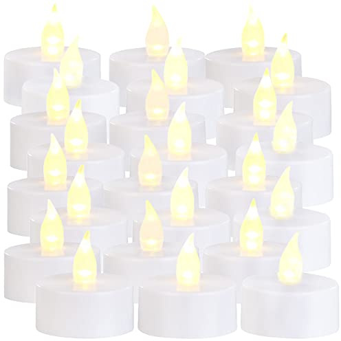 Britesta Teelichter Zeitschaltuhr: 24er-Set LED-Teelichter, täuschend echte flackernde Flamme, Timer,IP44 (Elektro mit Timer, Künstliche mit, Stimmungslicht)