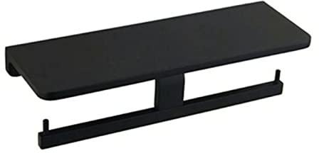 WYJRO Toilettenpapierhalter mit Handyhalter Wandhalterung Doppelter Rollenhalter Klopapierhalter für Badezimmer,Wand Toilettenpapierhalter,Badaccessoires,Matte Black