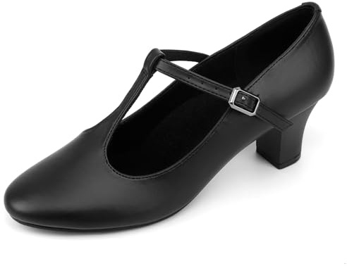 Asyusyu T Bar Character Shoes 2.3 Heel Character Dance Shoes for Women