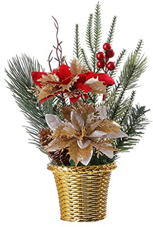 ADITAM Weihnachtsschmuck Desktop-Mini-Weihnachtsbaum im Topf, Haustür, hängende Ornamente (Color : Gold) Double The Comfort