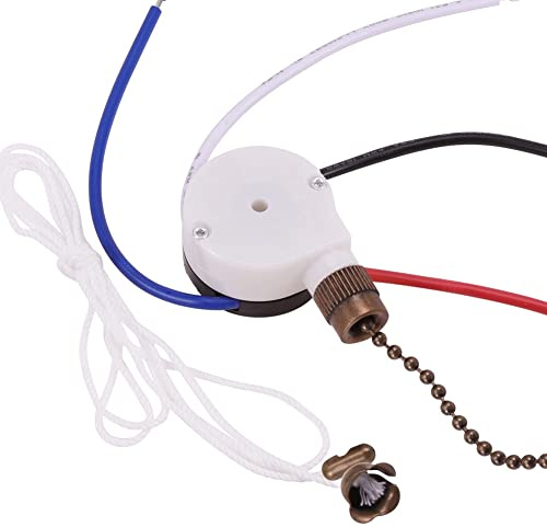 Schalter-Set für Deckenventilator, 3 Geschwindigkeiten, 4 Drähte, Schiebeschalter, Zugschalter ZE-208S mit Seil