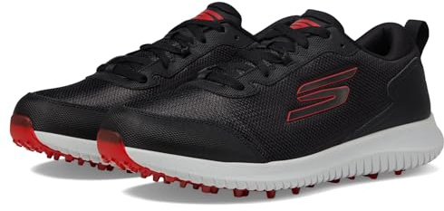 Skechers MAX Fairway 4 - Zapatos de Golf Ligeros sin Clavos para Hombre, Negro/Rojo, 43 EU