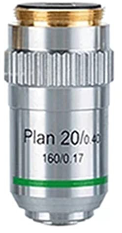 JUIYU Mikroskop-Zubehör-Kit 4X 10x 20x 40x 60x 100x Planen Sie achromatische Mikroskop-Objektiv-Objektiventeile Mikroskopische Objektträger (Color : Plan 20X, Size : 4X-100X)