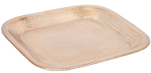 Hosna Plateau oriental en aluminium 29 cm | Plateau à thé marocain de couleur dorée | Plateau doré oriental | Décoration orientale sur la table dressée