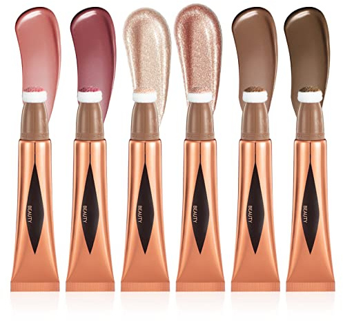 U-Shinein Contour Beauty Wand, Face Concealer Blusher Highlighter Stick with Soft Cushion Applicator, Smooth Natural Matte Finish Contour Blush Pen, Waterproof Long-lasting Body Face Makeup (6Pcs)