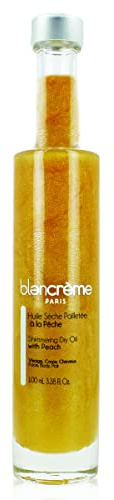 Blancrème - Olio Secco Glitterato 3 in 1 Idrata Viso, Corpo e Capelli secchi e molto secchi 100 ml - Texture non grassa - Profumo pesca - 98,2% di ingredienti di origine naturale