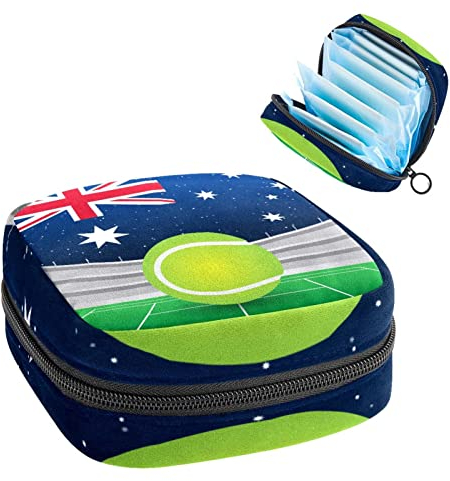 Australian Tennis UK British Flagge, Period Pouch Portable, Tampon Aufbewahrungstasche, Tampon Halter für Geldbörse, Feminine Product Organizer, Mehrfarbig, 4.7x6.6x6.6 in/12x17x17 cm