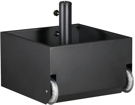 DorBuphan Pied de parasol avec roues, support de parasol robuste avec pot de fleurs rechargeable, capacité de 68 kg, pour extérieur, terrasse, jardin