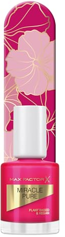 Max Factor Miracle Pure Nagellack mit intensiver Farbe und einem Hochglanz-Finish, Farbe 265 Fiery Fuchsia, in einem pinken Farbton mit gratis Nagelfeile