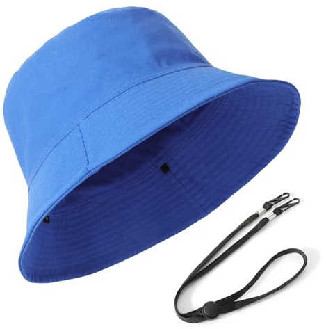 TAGVO Bob herr dam XXL vändbar fiskarhatt bomull hinkhattar unisex anti-UV-solhatt sommar hinkhatt vikbar för resor strand trädgårdsmästare vandring camping, Blå-blå, XL