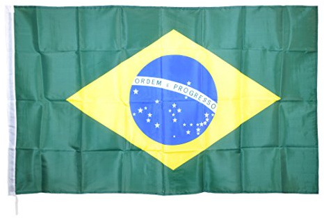 Bandera nacional de Brasil de 90 x 150 cm de poliéster con ojal para bastón Bandeira Do Brasil Selecao Verdeouro
