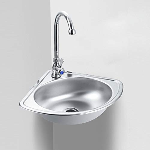 BGFYUSF Dreieckiges Eckwaschbecken aus Edelstahl, wandmontiertes Spülbecken für Küche und Gemüse, Einzelbecken, Badezimmerwaschbecken (schwarz)
