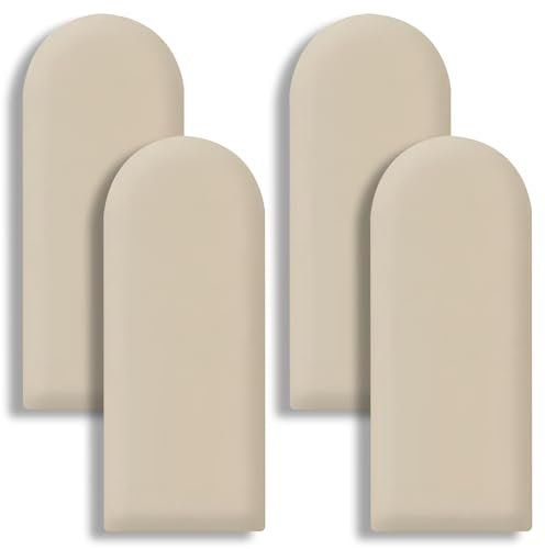 SXEVZOO 4 Stück Gepolsterte Wandpaneele Kinder-Schlafzimmer Kopfteil Polsterpaneel Schälen Und Kleben Wandkissen Für Wand-Kollisionsschutz(Flax Apricot)