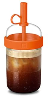 Nespresso Nomad Tumbler Mandarin 540 ml Tritan Silicone Polyéthylène Anti-fuite Isolation sous vide Moderne Transparent Réutilisable Cylindrique Voyage Boissons froides Gobelet