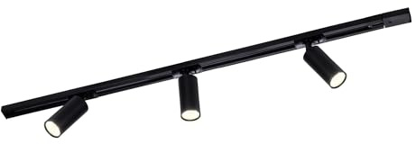 Ledvion - Iluminación LED sobre Carril 1M + 3 Focos de Riel (Negro, Regulable, Accesorio GU10), Luminaria de Riel Monofásica, Luminaria de Riel, Foco de Riel