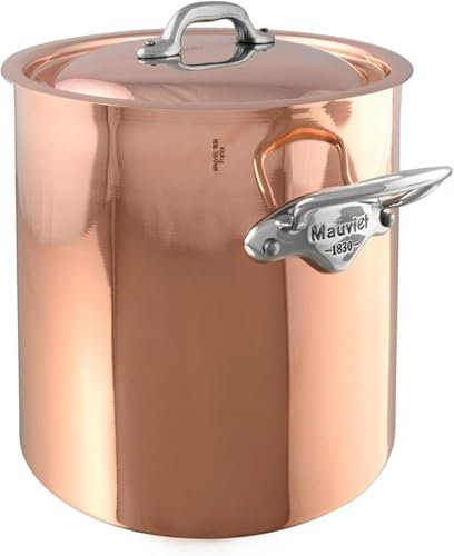 Mauviel M'Heritage 150 S 1.5mm Polished Copper & Stainless Steel Stockpot With Curved Lid, And Cast Stainless Steel Handles, 10.5-qt, Made In France