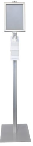 1 Stück Hygoclean Desinfektionssäule | Aluminium, Silber, L: 35cm, B: 35cm, H: 1,55m, Hygienestation mit Desinfektionsspender, Desinfektionssäule mit Sensor, Desinfektionsstation